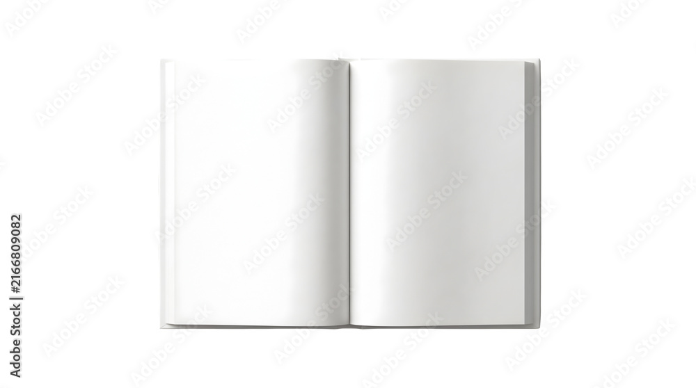 Fototapeta premium Open book mockup with blank pages isolated on transparent background
