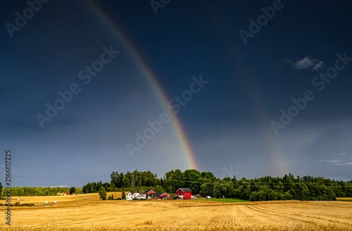 Obraz na plátne A double rainbow appeared in the evening light