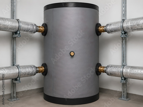 Commercial Insulated Buffer Tank with Four Hydronic Pipe Connections