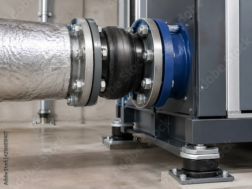 Flexible Rubber Pipe Connector and Vibration Isolation on Commercial Heat Pump