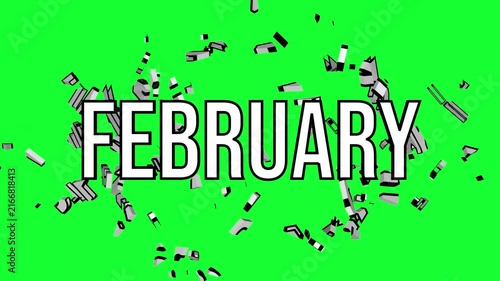 Months of the year animated sequence with crushing text effect on green screen