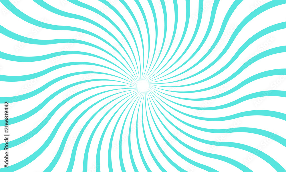 Fototapeta premium Abstract spiral wave pattern with vibrant cyan and white concentric lines radiating from center in dynamic commercial design stock image