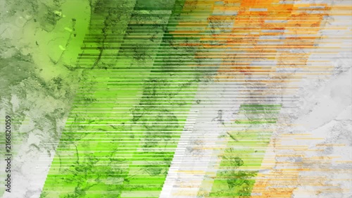 Abstract green orange background with halftone glitch lines and grunge texture. Geometric sport motion design. Seamless loop. Video animation Ultra HD 4K 3840x2160