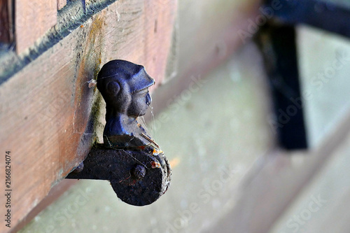 Vintage Cast Iron Window Shutter Retainer with Figure Head Detail
