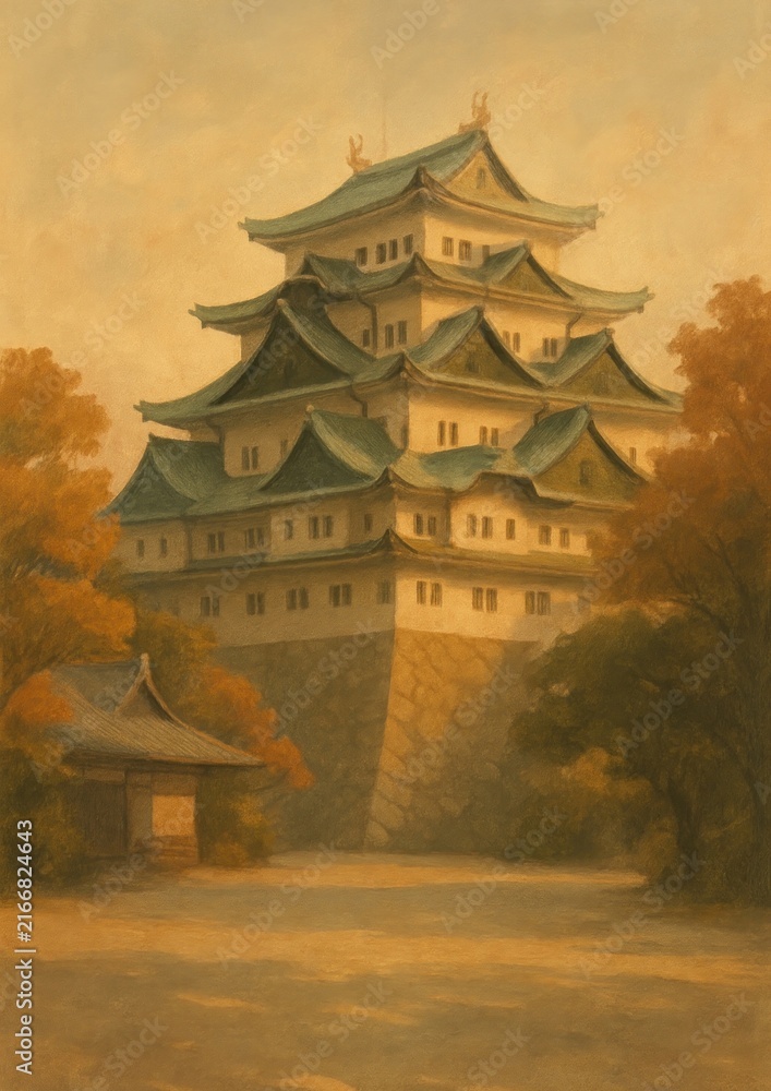 Obraz premium Serene castle amidst autumn hues.