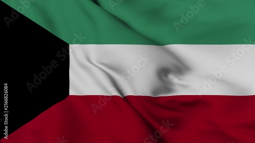 4K animation of the Kuwaiti national flag waving in the wind