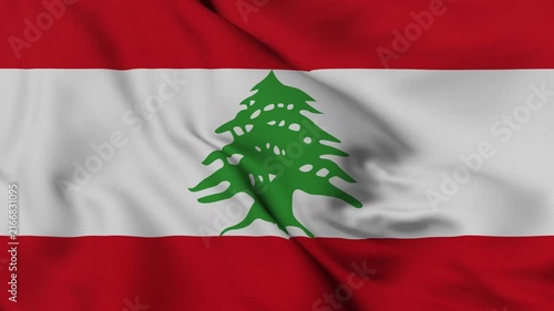 4K animation of the Lebanese national flag waving in the wind