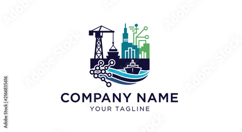 Modern industrial shipping and logistics company logo design.