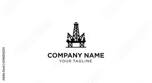 Minimalist oil rig logo design for business branding.