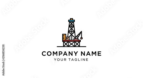 Oil rig and crane logo design for industrial company branding.