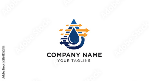 Minimalist water drop logo design with gradient colors for branding.