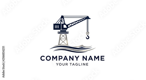 Minimalist crane logo design for construction company branding.