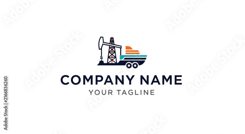 Vintage gas pump and truck logo design for branding.