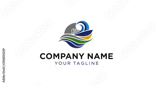 Abstract wave and globe logo design for business branding.