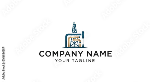 Minimalist oil rig and building logo design for a company.