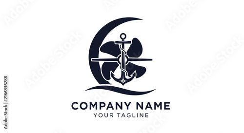 Minimalist Anchor and Globe Logo Design for Maritime Business.
