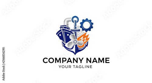 Vintage gear and light bulb logo design for industrial company branding.