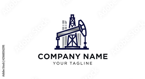 Minimalist oil rig logo design for industrial business branding.