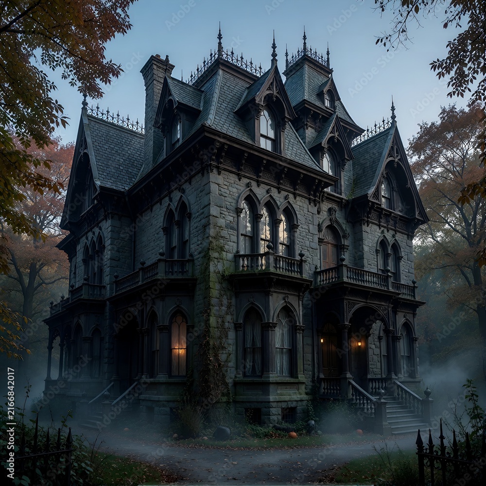 Obraz premium Gothic Victorian Vampire Mansion at Twilight spooky mansion