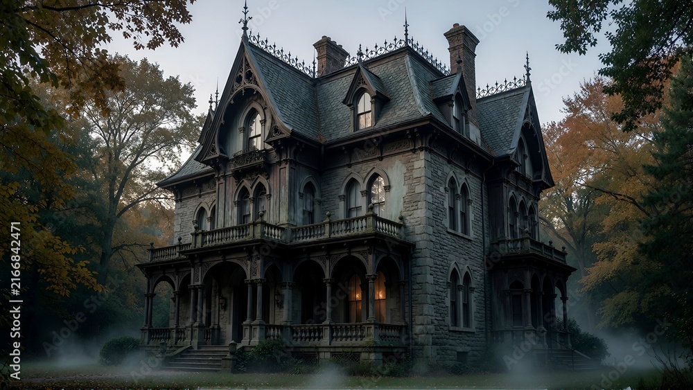 Obraz premium Gothic Victorian Vampire Mansion at Twilight haunted mansion Interior