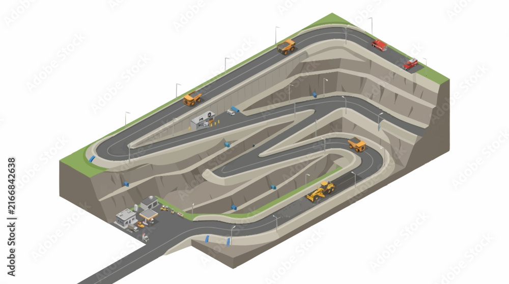 Naklejka premium Isometric View of a Modern Race Track Layout.