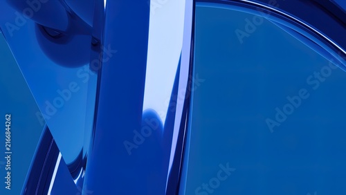 Ultra-modern futuristic liquid metal chrome tunnel with glowing blue neon light reflections