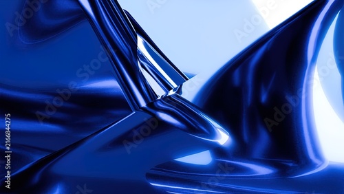 Glossy blue metallic car surface reflecting sunlight with sleek modern design curves and highlights