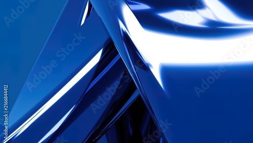 Modern metallic architectural edge reflecting blue sky and clouds with futuristic design
