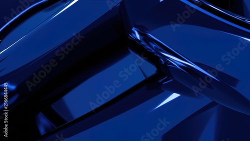 Glossy blue liquid chrome wave texture with dynamic metallic reflections and fluid motion