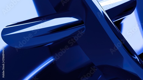 Futuristic metallic car hood with sleek chrome air vent and aerodynamic design in blue gradient lighting
