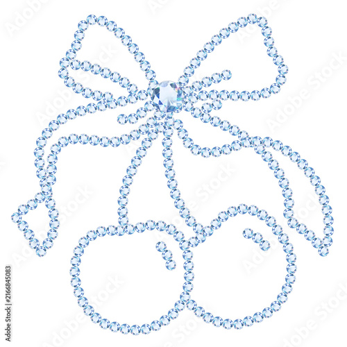 Cuadro en lienzo Sparkling Rhinestone Cherry Bow Vector Coquette Aesthetic Clipart