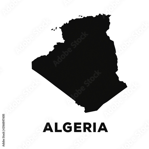 Minimalist black silhouette map of algeria