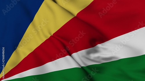 4K animation of the Seychellois national flag waving in the wind