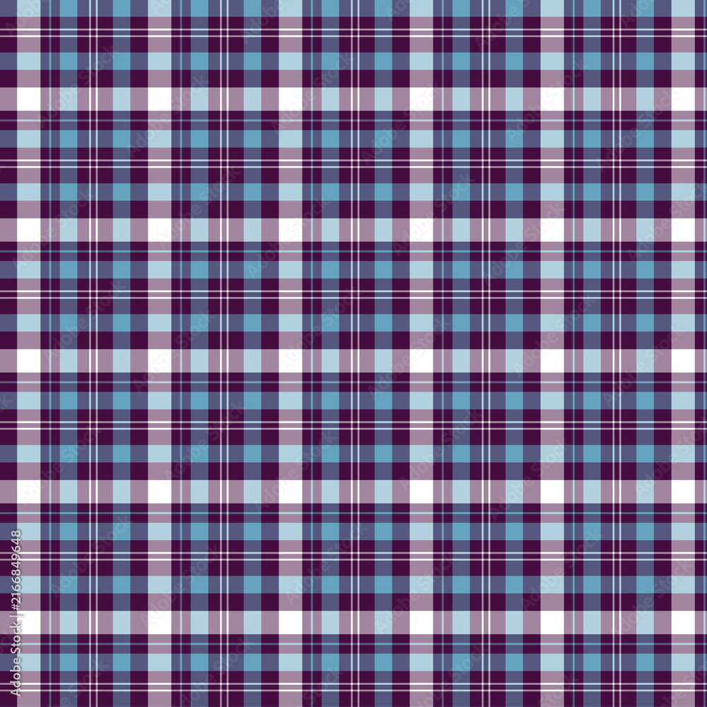 Purple and Blue Plaid Seamless Pattern Background