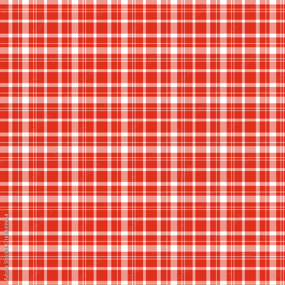 Classic red tartan check vector pattern background for tablecloth