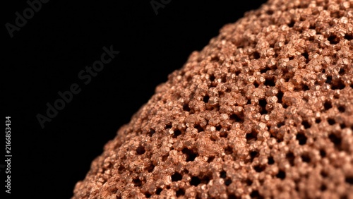 Extreme Macro of Sintered Copper Filter Porous Metal Surface