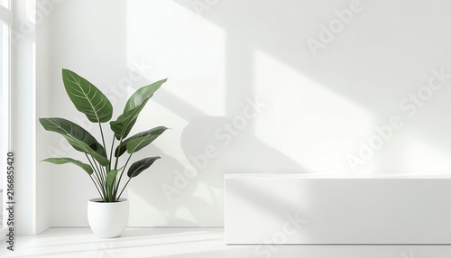 Cosmetic white background for product presentation, for fashion magazine illustration. 3d render illustration