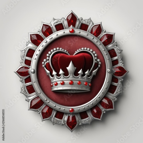 Elegant heraldic emblem featuring a regal crown centered within a decorative circular frame