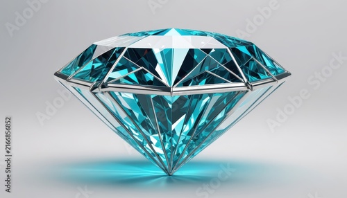 Shiny Faceted Diamond Cut Crystal with Bright Reflections on White Background
