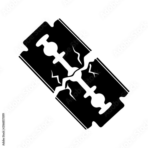Foto Broken Razor Blade Silhouette Grunge Black and White Vector Art Illustration