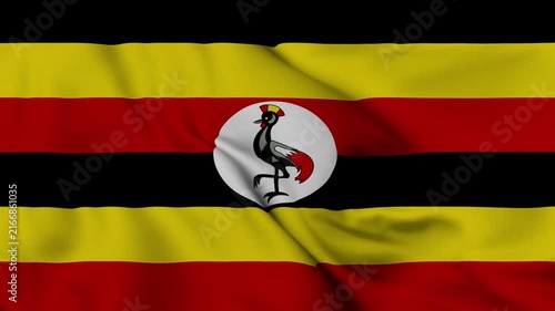 4K animation of the Ugandan national flag waving in the wind