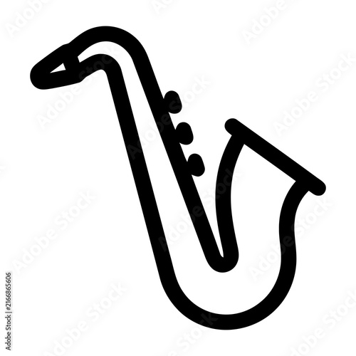 Sticker Minimalist Handdrawn Saxophone Instrument Outline Graphic Symbol for Musical The