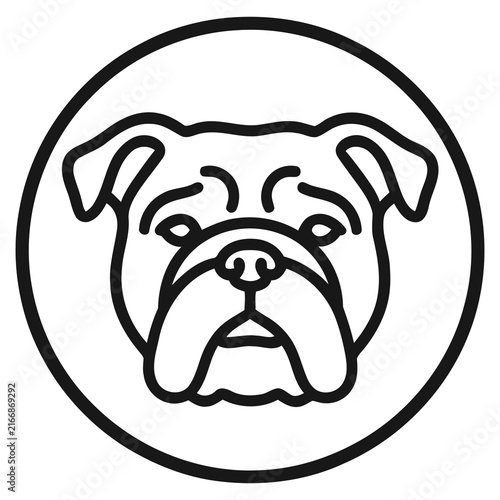 Minimalist Line Art Bulldog Head Portrait In A Circle Icon