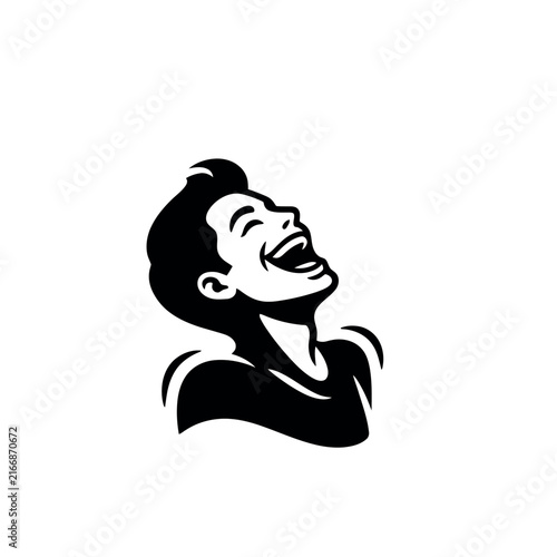 фотографія Joyful man laughing heartily with head tilted back in pure happiness