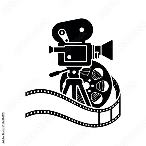Vintage Film Camera and Film Reel Icon.