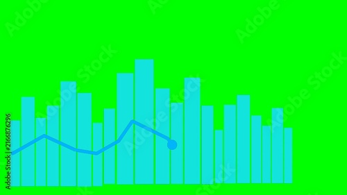 business growth bar chart animation on green, for data finance or presentase market.