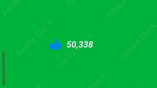 like button counter animation, on green screen for social media engagement rating vote.