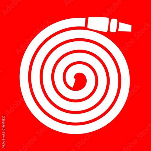 Fire hose reel icon, emergency fire safety equipment vector illustration