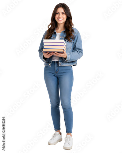 Isolated A Student Holding A Stack Of Textbooks isolated cutout on transparent background