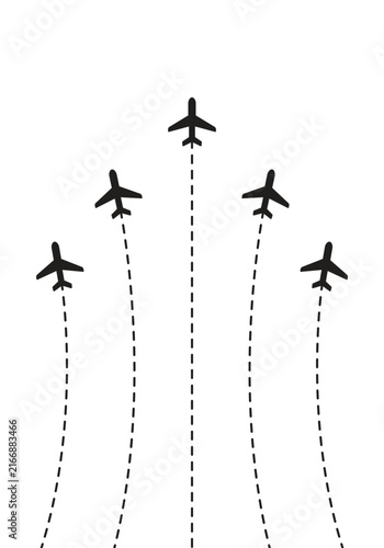 Vector Airplane Flight Route Trace Path